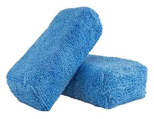 Esponja de encerado manual compatible con aplicador cuadrado microfibra, esponja pulido azul multiusos for automóvil, herramienta cuidado y reacondicionamiento(3PCS Yellow)