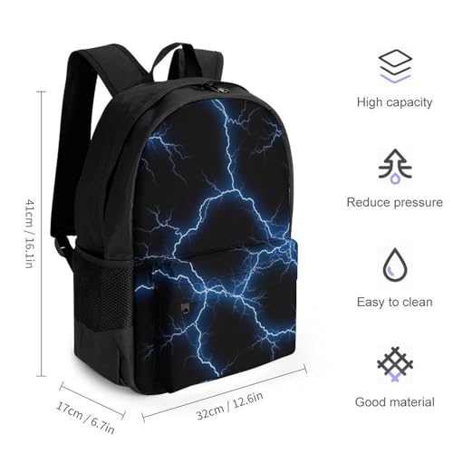 Durable Waterproof Hiking & Camping Daypack for Wet Conditions, Lightweight Backpack with Rain Cover for Outdoor Adventures & Trails, Starry Blue Lightning Bookbag2