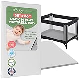 Pack and Play Mattress 38x26 x1-1-Inch Firm Foam Pack n Play Mattress Pad with Waterproof Vinyl Cover - Safe Secure Fit for Playard Bedding - CPSC Compliant Foldable Portable Travel Baby Bed