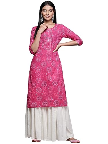 Image of Ayukta Women Cotton Printed Straight Kurta