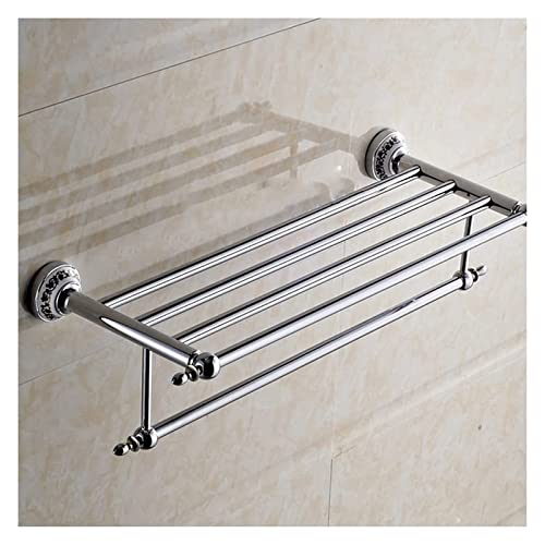 Porte-serviettes mural en acier inoxydable chromé double étagère CFWSHJ salle de bain
