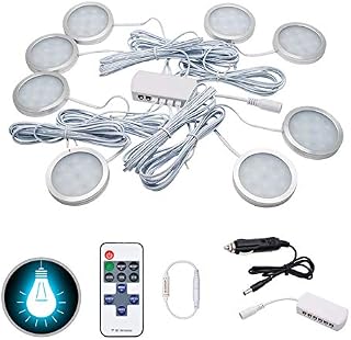 8Pcs Interior Led Spot Lights for T4 T5 Camper Van Caravan Motorhome, 12V LED Roof Spot Lights with Splitter Adapter/Car Charger for Boat Yachts Motorhome