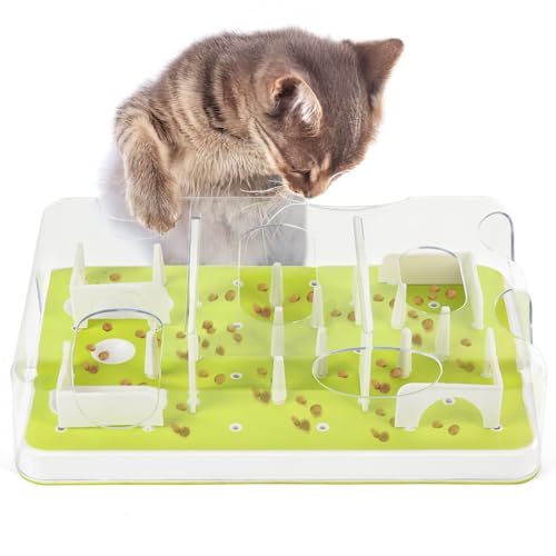 ALL FOR PAWS Interactive Cat Puzzle Feeder & Slow Feed Toy – Mental Stimulation Treat Dispenser Maze for Indoor Cats, Enrichment & Cat Food Toy