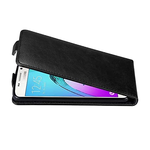 Cadorabo Hülle kompatibel mit Samsung Galaxy A3 2016 Flip Design aus Premium Kunst Leder Flip Klappbare Stoßfeste Magnetische Cover Hülle für Galaxy A3 2016 Tasche in Schwarz