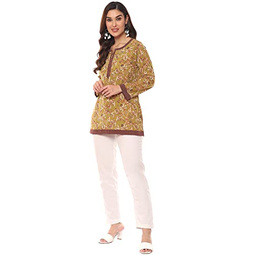 Image of BIBA Women Art Silk Regular Fit Straight Printed Kurti