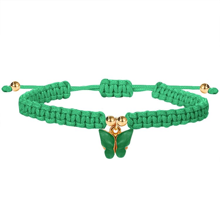 Image of COLORFUL BLING Butterfly Charm Bracelets Adjustable Hand Woven String Bracelets BFF Gift for Women