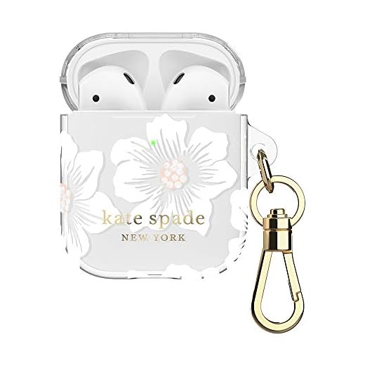 Kate Spade New York Hollyhock Case for AirPods 2 & 1 - Protective Wireless Charging Cover with Keychain (Front LED Visible)