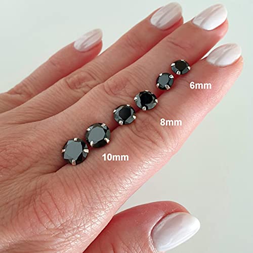 Mens Black Earrings Black Onyx Studs 925 Sterling Silver Black Earrings For Men Medium Mens Studs Round Mens Stud Earrings 6Mm Mens Jewelry Faceted Studs #TOP4