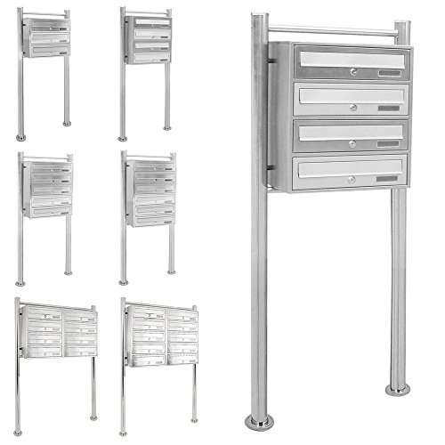 Preisvergleich Produktbild V2aox Modern System Standbriefkasten Briefkastenanlage Edelstahl Briefkasten Postkasten Auswahl Anzahl Fächer, Anzahl der Postfächer:1 x 4