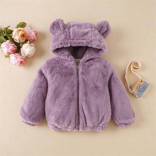 Toddler Girls Fleece Hoody Jackets Trendy Zip Up Casual Warm T𝐞ddy Coats Cute B𝐞ar Ears Fall Winter Outwear Tops2