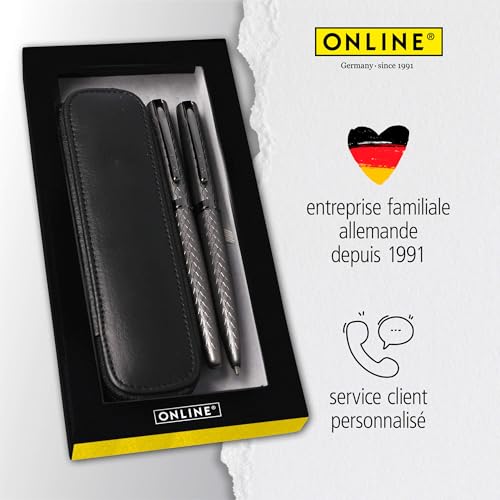 Set d'écriture Eleganza Diamond en titan avec plume iridium M et étui cuir