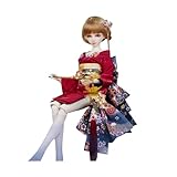 BACALYSO | 蘭亭集夢 1/3 1/4 スケール BJD 球体関節人形服 短い 紅梅 女の子 着物 晴れ着 7点セット 振袖 着物 和柄 花柄 可愛い ドール 人形服 着せ替え 服 仮装 服セット (1/3)