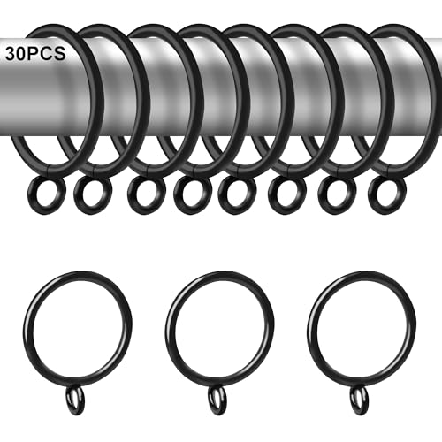 Anillos de cortina de estilo retro, 30 unidades de 32 mm de diámetro interior, color negro pistola, material metálico, perfecto para cortinas transparentes en cafeterías o decoración del hogar