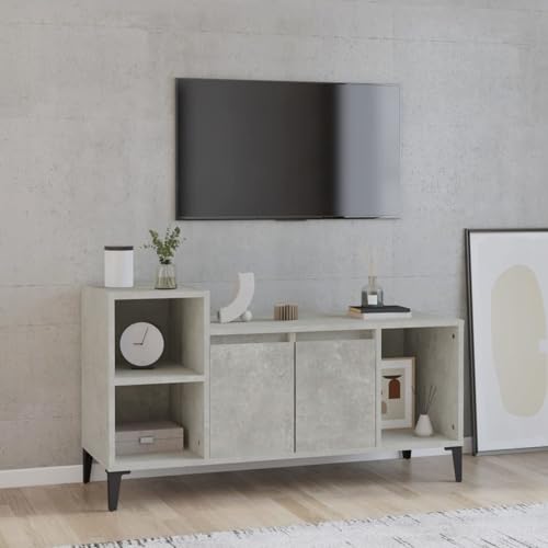 Vopese Mueble para TV, Mueble de salón Moderno con Amplio Almacenamiento, 100x35x55 cm, Madera contrachapada Gris hormigón, Mueble para Equipos de música y Soportes Multimedia