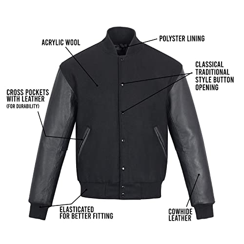 Image of Varsity Jacket Baseball Letterman Jacket- Wool and Leather Premium Quality Unisex Basketball Jacket