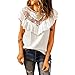 Zilosconcy Mujeres Casual Verano Camisa Sólido Encaje Chalecos Volantes Cuello redondo Suelto Top Sin Mangas Trim T Camiseta Túnica Blusa Topass, Blanco, M