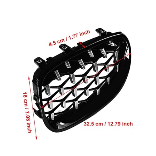 Parrilla delantera de riñón cromada con diseño de diamante negro para modelos E60 y E61 5