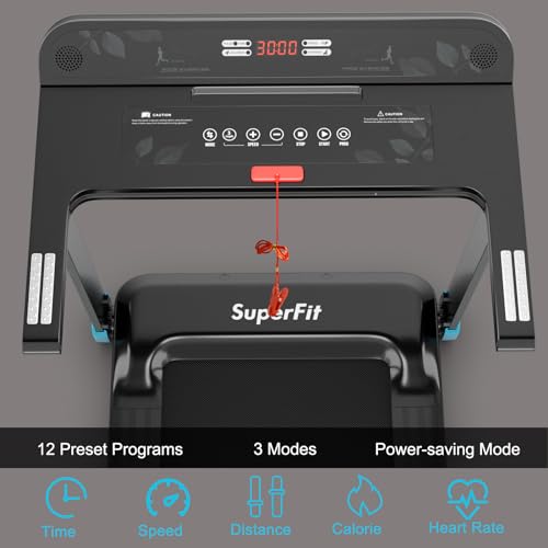 KOMFOTTEU Inklapbare loopband voor thuis, loopmachine 1-12 km/u, 550 W, wandelpad met lcd-display, bluetooth-app, 3 modi en 12 programma's, Home Treadmill elektrisch 100 kg draagbaar - Afbeelding 5