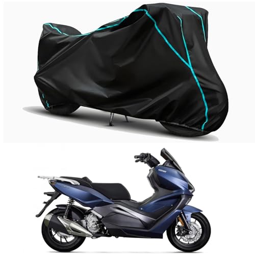 Image of Waterproof Bike Body Cover Compatible for | Keeway Vieste 300 Matte New | Taffeta Fabric, Sky Piping Design, Bottom Elastic Fit | Dustproof, Sun UV & Rain Protection for All Weather.