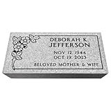Headstone for Graves - 20 x 10 x 3 - Flat Grave Marker for Cemetery - Gray Granite Monument Grade, Made in The USA - Includes Engraving - Multiple Design Options
