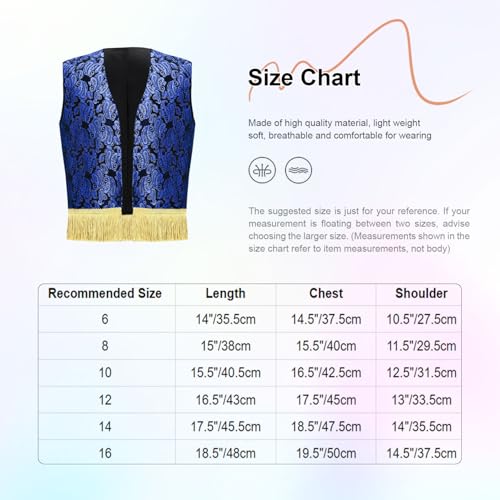 Kids Boys Sleeveless Embroidery Fringe Waistcoat Arabian Prince Open Front Vest Top3