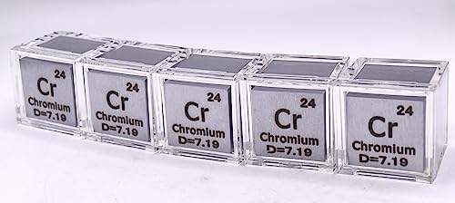 Image of 1 inch 25.4mm Chromium Metal Cube Cr up to 99.9% Pure Periodic Table Element Engraved Density Collection Science Education Display Block Cube + Acrylic Case Box - 1PC