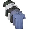 TELALEO Paquete de 4/5 camisas polo para hombre, secado rápido, manga corta, para golf, rendimiento que absorbe la humedad, entrenamiento casual
