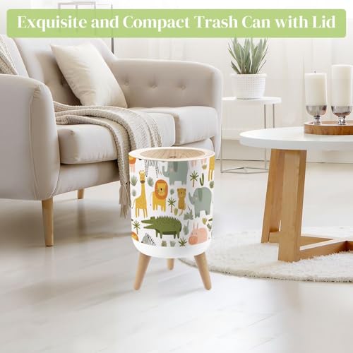 Caneca de basura redonda con tapa y patas 7L miniatura 2