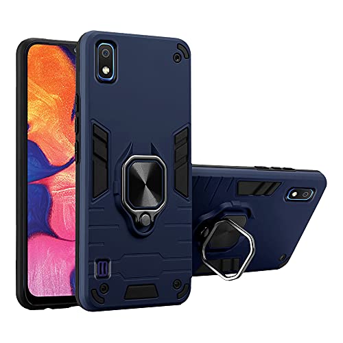 Image of Pikkme D5 Tough Armor Bumper Back Cover Case for Samsung Galaxy A10 |Ring Holder & Kickstand in-Built (Blue)