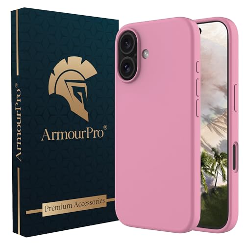 Image of ArmourPro Silicone Back Case for iPhone 16, Soft-Touch Case | Pink