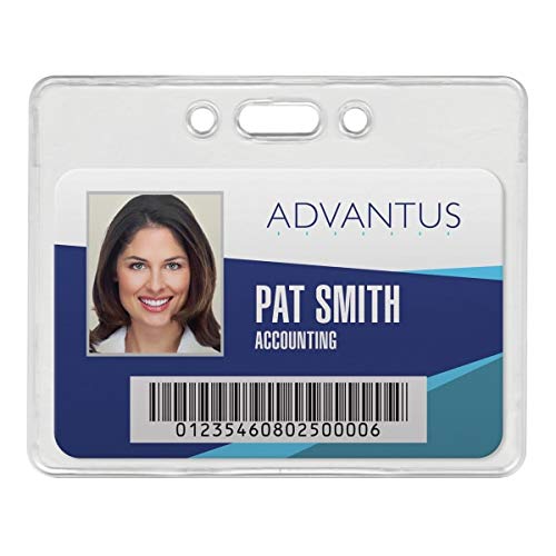 ADVANTUS Proximity Badge Holder, Horizontal, 3-3/8 x 2-3/8" Insert Size, Clear, Pack of 50 (75450)
