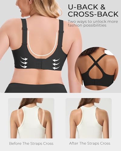 Image of Gailife Scalloped Lift Bras Women Soft Jelly Push Up Wireless Bra Supportive V Neck No Underwire Seamless Tshirt Bralettes