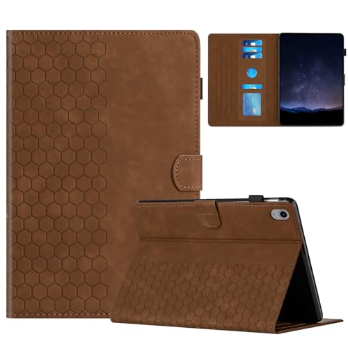 DTangLsm for iPad A16 Case Leather iPad 11th Generation Case 11-inch 2025, iPad 10th Generation Case 10.9-inch 2022, Smart Folio Stand Cover 10th Gen iPad Case with Pencil Holder, Honeycomb Brown