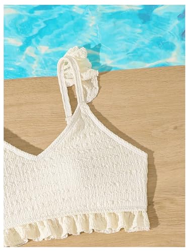 OYOANGLE Girl's 3 Piece Bikini Set Ruffle Trim Cami Top and Briefs Swimsuit with Mesh Cover Up Skirt3