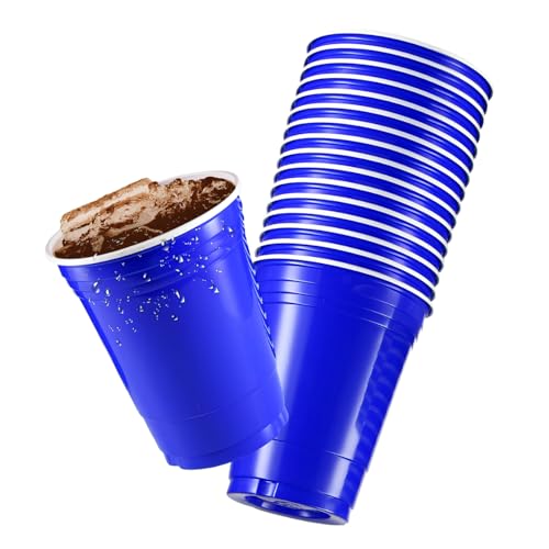 Komonee Blue Cups 16oz 500ml Wide Rimmed Disposable American Superbowl Party Cups USA Adult Novelty Plastic Glass 6pc - Image 3