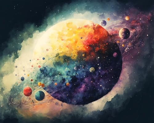 Peinture au numéro Planètes pour s'évader et décorer son salon en grand