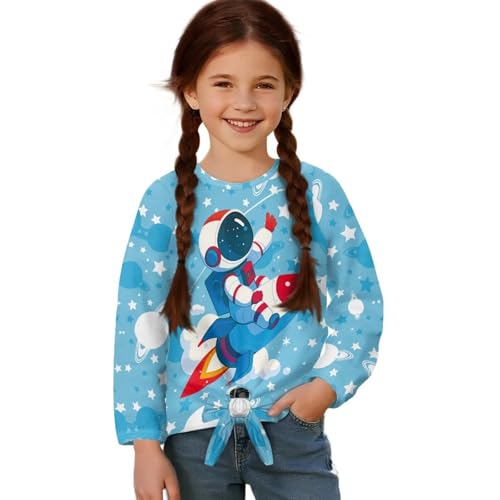Girls Long Sleeve Tops Crew Neck Fall Shirts Relaxed Fit T-Shirt Cute Sweatshirts Size 5-12 Years