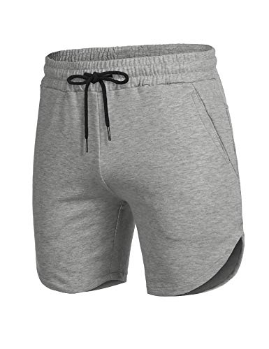 COOFANDY Mens Gym Workout Shorts,Light Grey,Small