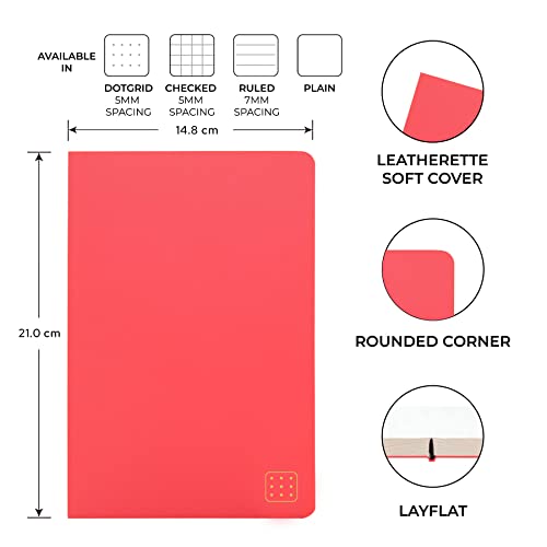 Image of NEORAH - A5 Dotgrid Notebook SOFT COVER | JOURNAL REFILL | Dotted notebook Journal | 110 GSM | 160 pages (Size 21 cm x 14.8 cm) Planner Journaling Writing Note Taking Diary, Travellers Journal - PINK