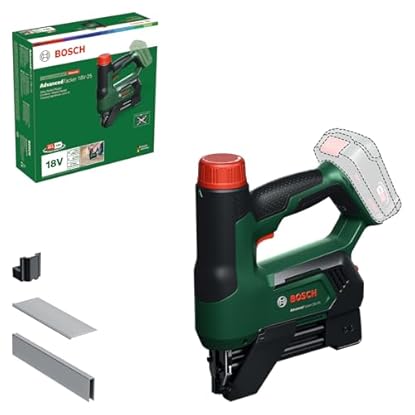Foto di Bosch 18V System Graffatrice/Chiodatrice a batteria AdvancedTacker 18V-25 (Potente graffatura e chiodatura 2 in 1; incl. graffe, chiodi, accessorio distanziatore, cappuccio portafili)
