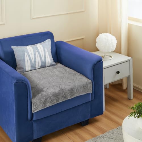 Image of Amazon Basics - Velvet Quilted Make Your Own Sofa Cover |70cm x 70cm| Microfiber Sofa Slipcover (Grey, 1 Seater)