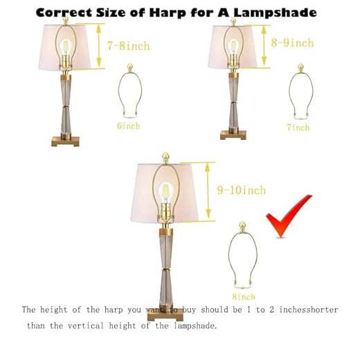 Woyttsysm 8 Inch Polished Brass Lamp Harp Holder With Lamp Finials And Standard Saddle Base ,1 Set Detachable Lamp Shade Bracket Holder thumb #3