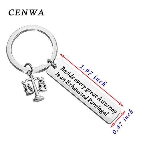 CENWA Scales of Justice Keychain Legal Assistant Gift Beside Every Great Attorney is an Exhausted Paralegal Legal Gift2