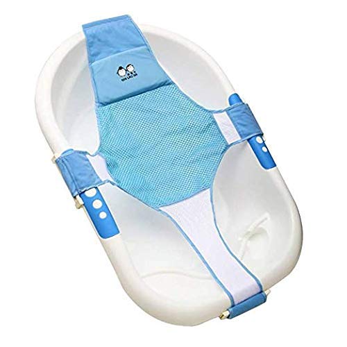 StillCool Newborn Baby Bath Seat Support Net Bathtub Sling Shower Mesh Bathing Cradle Rings for Tub (Bathtub not Included)(Blue)
