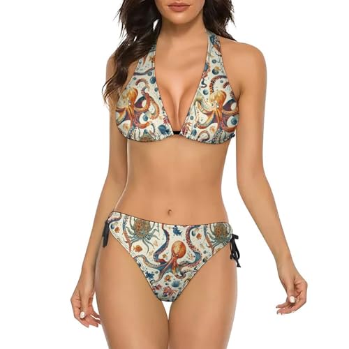 Delerain Women Two Piece Swimsuit Sexy Halter Leaves Bikini Sets Triangle Bathing Suit