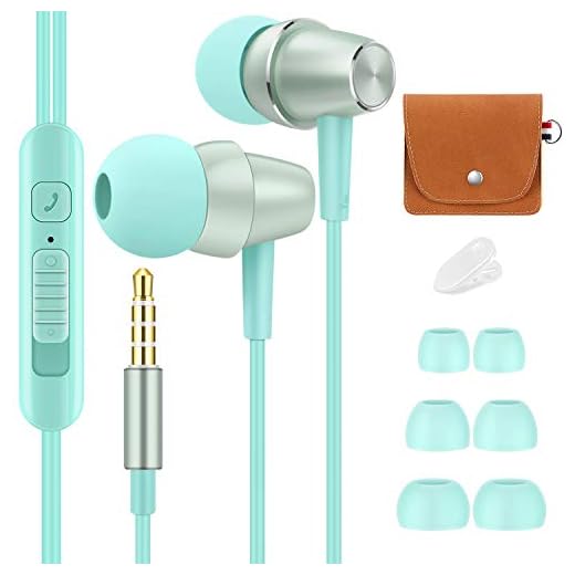 Bulees Écouteurs pour Enfants Filles, Écouteurs Intra-Auriculaires Souples câblés avec Micro et Contrôle du Volume, Petits Écouteurs Mignons pour iPhone 6/6s, Smartphones Android, MP3 (Bleu)