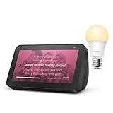 Echo Show 5, Schwarz + TP-Link Tapo smart Lampe (E27), Funktionert mit Alexa