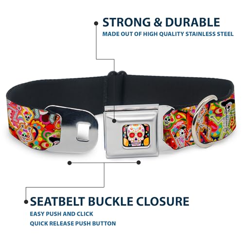 Collier de chien Buckle Down imprimé Catrinas collier réglable nylon multicolore - 5