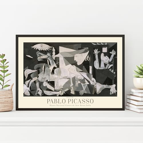 Pablo Picasso Poster Prints, Pablo Picasso Prints Museum Gallery Exhibition Poster, Pablo Picasso Paintings, Pablo Picasso Art Works, Pablo Picasso Prints, Pablo Picasso Exhibition Poster, Vintage Print, Home Wall Art, Office Wall Decor (Guernica, 12x18)
