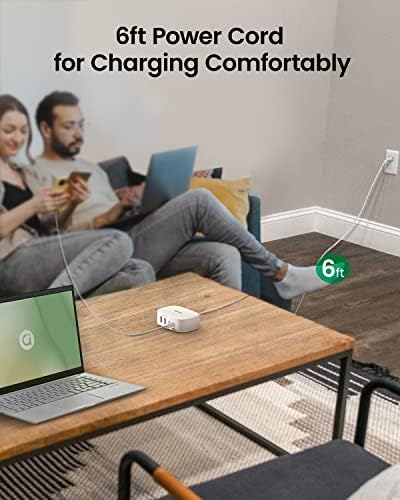 GONEO 4 in 1 USB C Charger, Multi USB Charging Station with 30W PD Fast Charging Port, 72in Extension Cord, Charging Hub Wall Charger for iPhone 13/13 Pro/13 Pro Max/12/11, iPad, Samsung Galaxy, LG